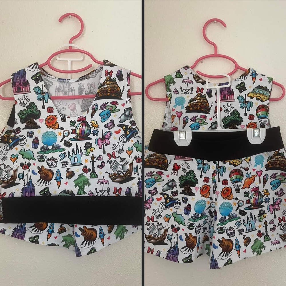 Disney Theme Tank & Shorts Custom Boutique Size 8/10